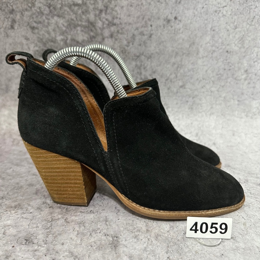 Jeffrey Campbell Rosalee Bootie Womens 8.5 Blk Suede Block Heel Side Notch Ankle